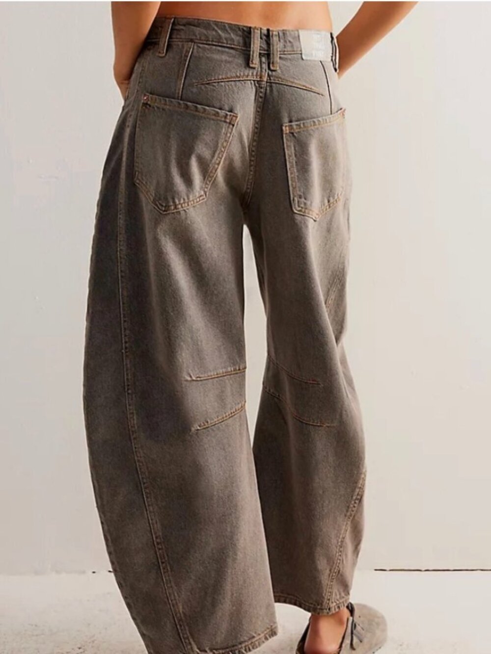 We The Free People Lucky You Mid Rise Barrel Jeans Archive Grey Boho 25 NWT $98 - Picture 3 of 16